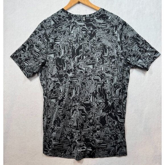 Nike Running Dry Miler T-Shirt Black/Grey Geo Cyborg Print 800313-010 Men's XL - Picture 2 of 6